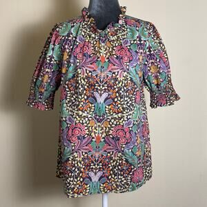 J. Crew Puff-sleeve top in Liberty® Elm House floral Ruffle Neck Size Small